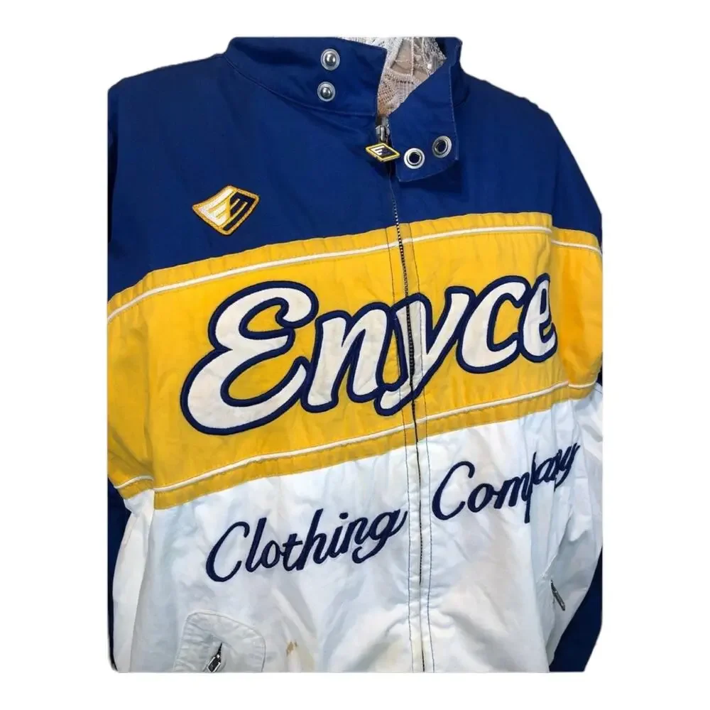 Y2K Enyce Racing Jacket Blue Yellow Logo Zip-Up XXL 2000s Streetwear